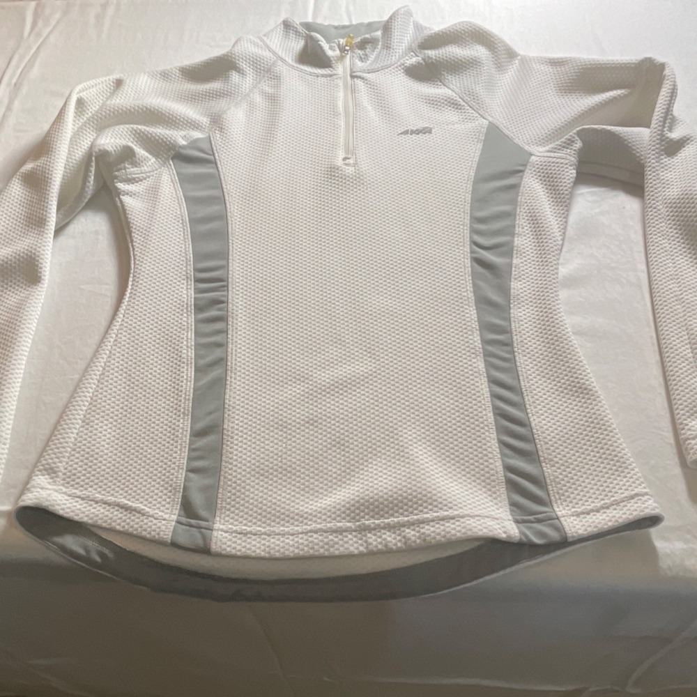 Avia Women's White Gray 1/4 Zip Mock Neck Long Sleeve Athletic Top S